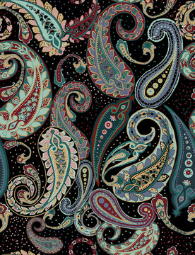 Paisley design Shawl pattern. Seamless Asian Textile Background. Damask seamless pattern, paisley pattern, traditional unique elegant and classic ethnic design
