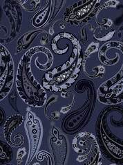 Paisley design Shawl pattern. Seamless Asian Textile Background. Damask seamless pattern, paisley pattern, traditional unique elegant and classic ethnic design