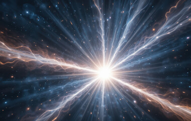 Fototapeta premium Stunning quasar radiates energy in cosmic explosion of light and color across universe