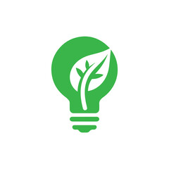 Eco Green Light Bulb Icon. Sustainable eco energy icon