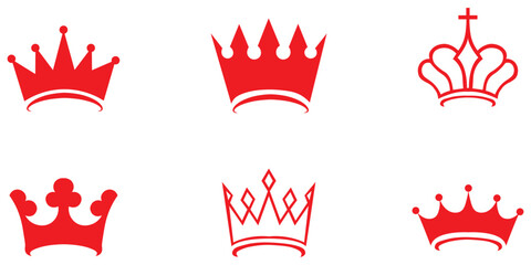 Crown thin line icon set. Silhouette crown collection. Black crown symbol. Editable stroke. Vector illustration. EPS 10