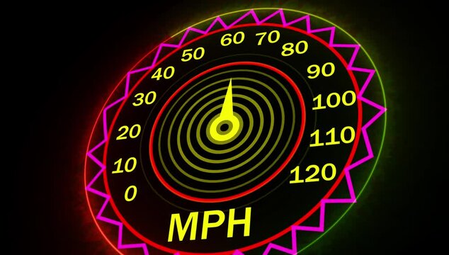 speedometer glowing display mph.