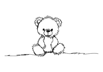 Teddy bear. One line drawing vector illustration.
