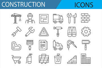 A minimalist collection of construction icons designed for use in construction, engineering, and project management.