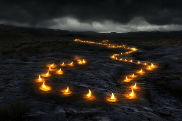 Serpentine Path of Fire A Nighttime Landscape Photography