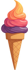 Cartoon Colorful Swirl Ice Cream Cone

