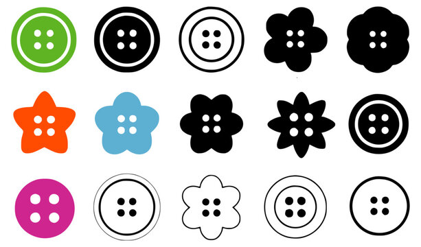 Colorful and Decorative Button Icon Collection for Sewing and Craft Design Vector Set