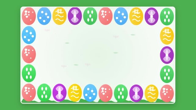 Animated Easter Egg Border With Decorative Pastel Colored Eggs Forming a Festive Frame for Whimsical Spring Holiday Background and Vibrant Easter Designs