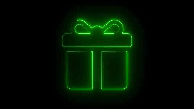 Glowing neon Gift box icon animation . surprise gift boxes icon animation