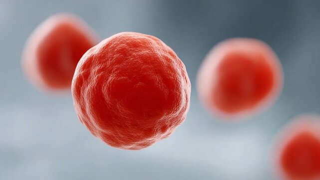 Vivid Red Blood Cells: This image showcases detailed view of healthy red blood cells, their unique concave shape and vital role in oxygen transport, reflecting life's microscopic foundation.