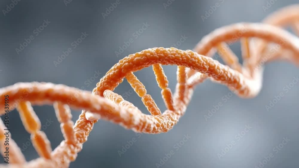 Poster DNA Strand: A close-up shot of a DNA strand, showing its intricate double helix structure, representing the building block of life and the marvels of science.
