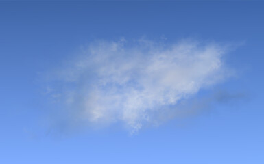 True realistic big white cumulus cloud in front of the light blue summer sky background. Vector daytime skyscape