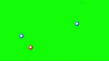 Social Media Animation of Embossed Neon Likes and Hearts Floating on Vibrant Green Background with Colorful Pulse Reactions in a Modern Minimal Style for Engagement and Feedback Concepts - Powered by Adobe