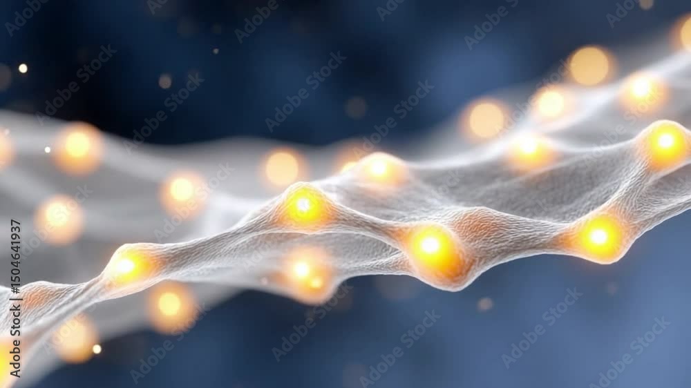 Poster illuminated nerve cell: a visually stunning, close-up perspective on a neuron cell in action, showca
