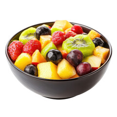 Fresh mixed fruit and berrie, A bowl of mixed fresh fruits including pineapple, strawberries, and berries on a vibrant pastel, isolated on transparent background