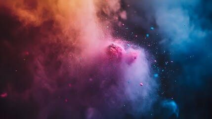 Fototapeta premium Vibrant Pink Blue Color Powder Explosion Abstract Background