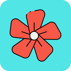Red flower single vector icon illustration
