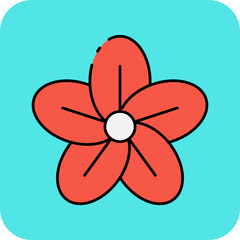 Red bloom single vector icon illustration