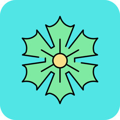 Sharp edges flower single vector icon illustration