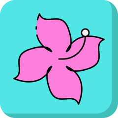 Pink flower single vector icon illustration