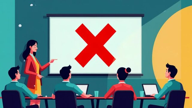 Presentation failure leads to audience disengagement and speaker panic during a crucial report