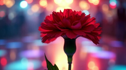 Carnation displays vibrant dance moves under flashing disco lights at a lively celebration