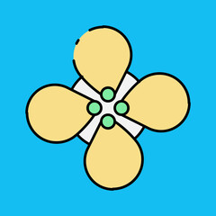 Dotted yellow flower single vector icon illustration