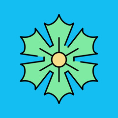 Sharp edges flower single vector icon illustration