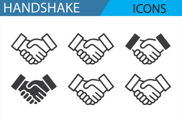 A collection of handshake icons perfect for conveying business partnerships, teamwork, and professional agreements.