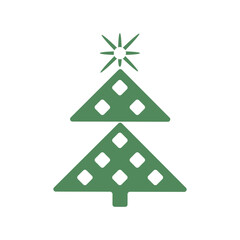 Fototapeta premium Geometric Christmas tree icon with a star on top