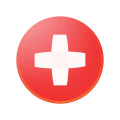 Fototapeta premium Glossy Red Circle with White Cross Icon — Vector Illustration