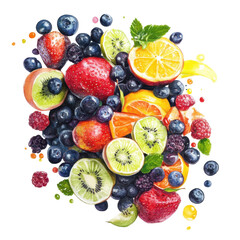 Fruit salad, A delicious breakfast fruit salad made with mixed berries and yogurt in a bowl,...