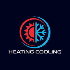 cooling and heating plumbing system logo design vector