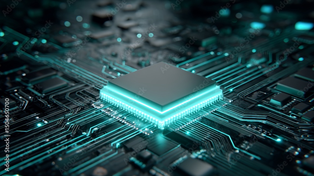 Poster abstract technology background futuristic circuit board design digital microchip processor modern gl
