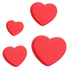 3D Red Hearts