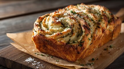 Delicious Homemade Garlic Herb Pull Apart Bread Loaf Rustic Style Baked Food Photography Golden Brown Crust Appetizer Recipe Foodblog Tasty Bread Baking eat oven meal lunch yummy  