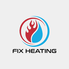 cooling and heating plumbing system logo design vector