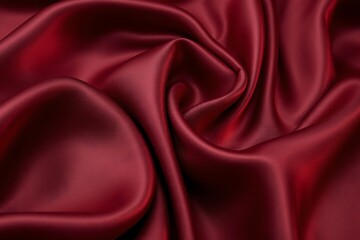 Fototapeta premium Luxurious deep red satin fabric draped texture