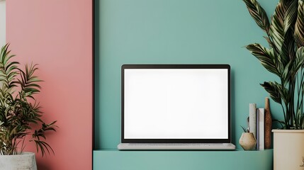 Modern Laptop Mockup Minimalist Workspace Home Office Desk Setup