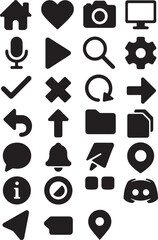 Web icons vector set with internet button symbols for business, health, and media design illustration