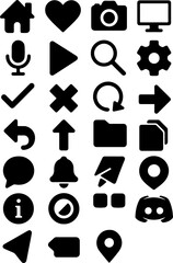 Web icon set vector illustration with internet business and love symbols