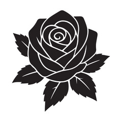 Elegant black and white rose vector art illustration