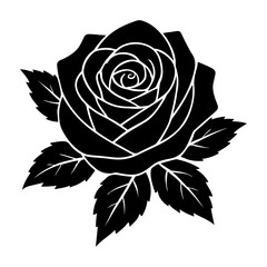 Elegant black and white rose vector art illustration