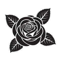 Elegant black and white rose vector art illustration