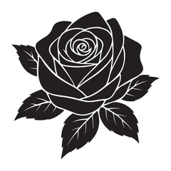 Elegant black and white rose vector art illustration