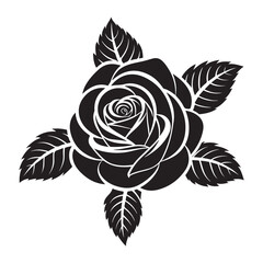 Elegant black and white rose vector art illustration