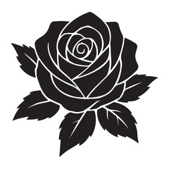 Black and white vector rose flower illustration with a vintage floral pattern design perfect for seamless spring decoration