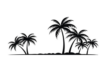 Palm trees silhouette vector illustration tropical beach summer vacation art