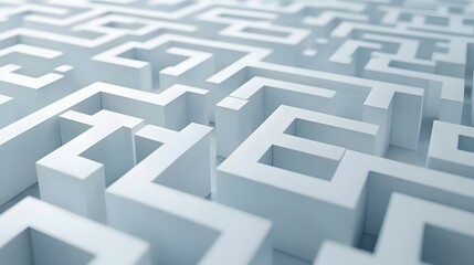 Abstract White Maze Labyrinth 3D Render Complexity Challenge