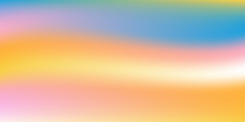 Abstract clear blue sky. Pastel rainbow. Light blue, pink and yellow color vector banner. Pastel gradient sky pattern. Blurred light fuzz colorful gradient background. Vector soft horizontal backdrop